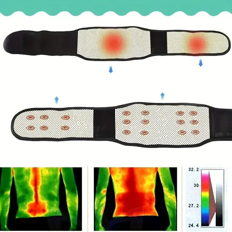 Adjustable Self-Heating Magnetic Therapy Waist & Back Support Belt Black-2