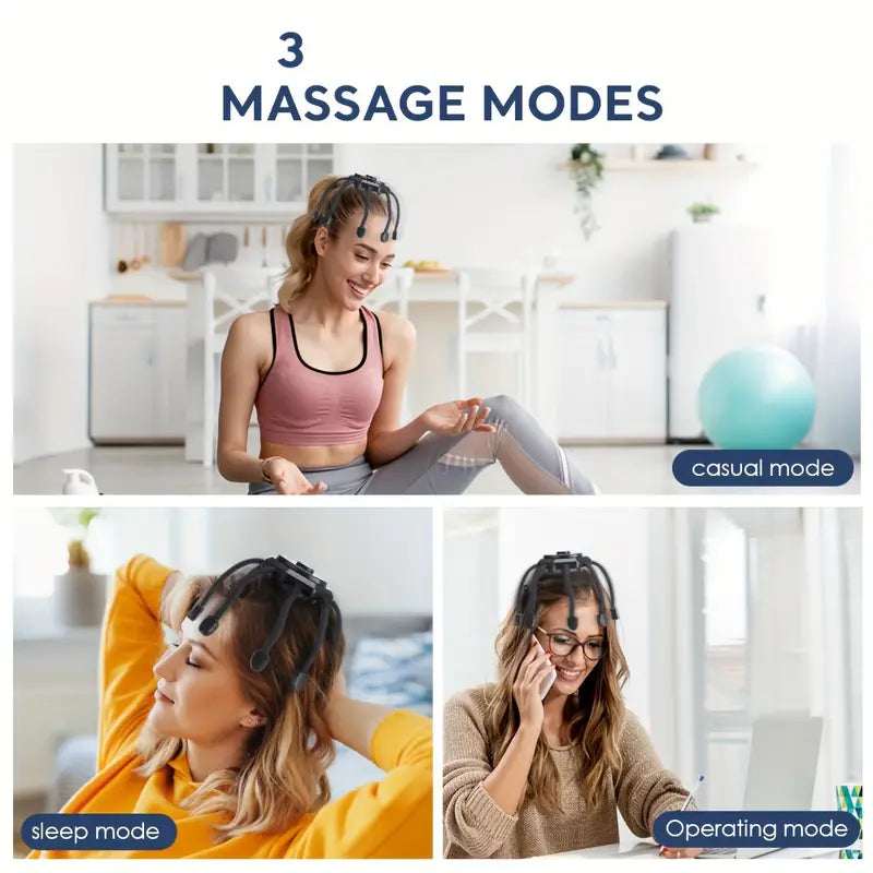 8-Finger Scalp Massager – 3 Modes with 360° Head Soothing