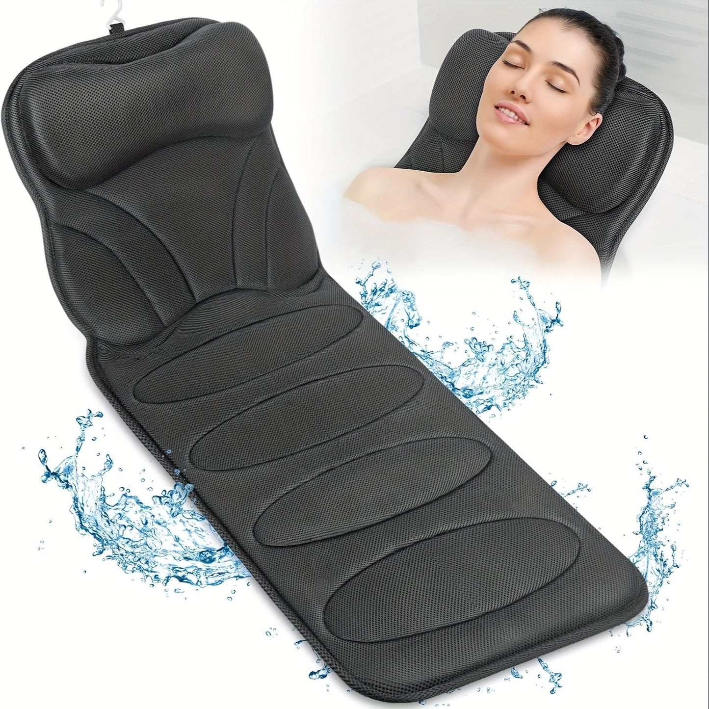 5D Mesh Bathtub Pillow Mat with Suction Cups-1