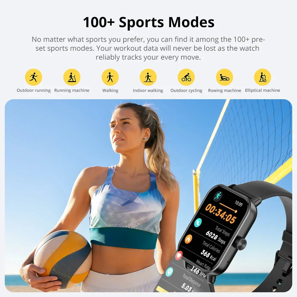 Voice Calling Smart Watch Screen Health Monitor (Black)-2
