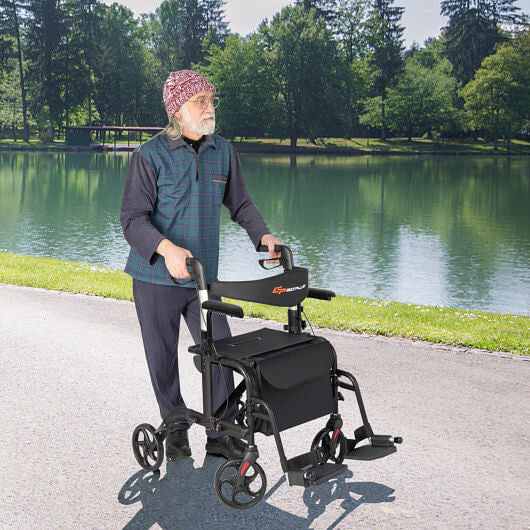 Rollator Walker and Transport Chair - Supports 300 lb.