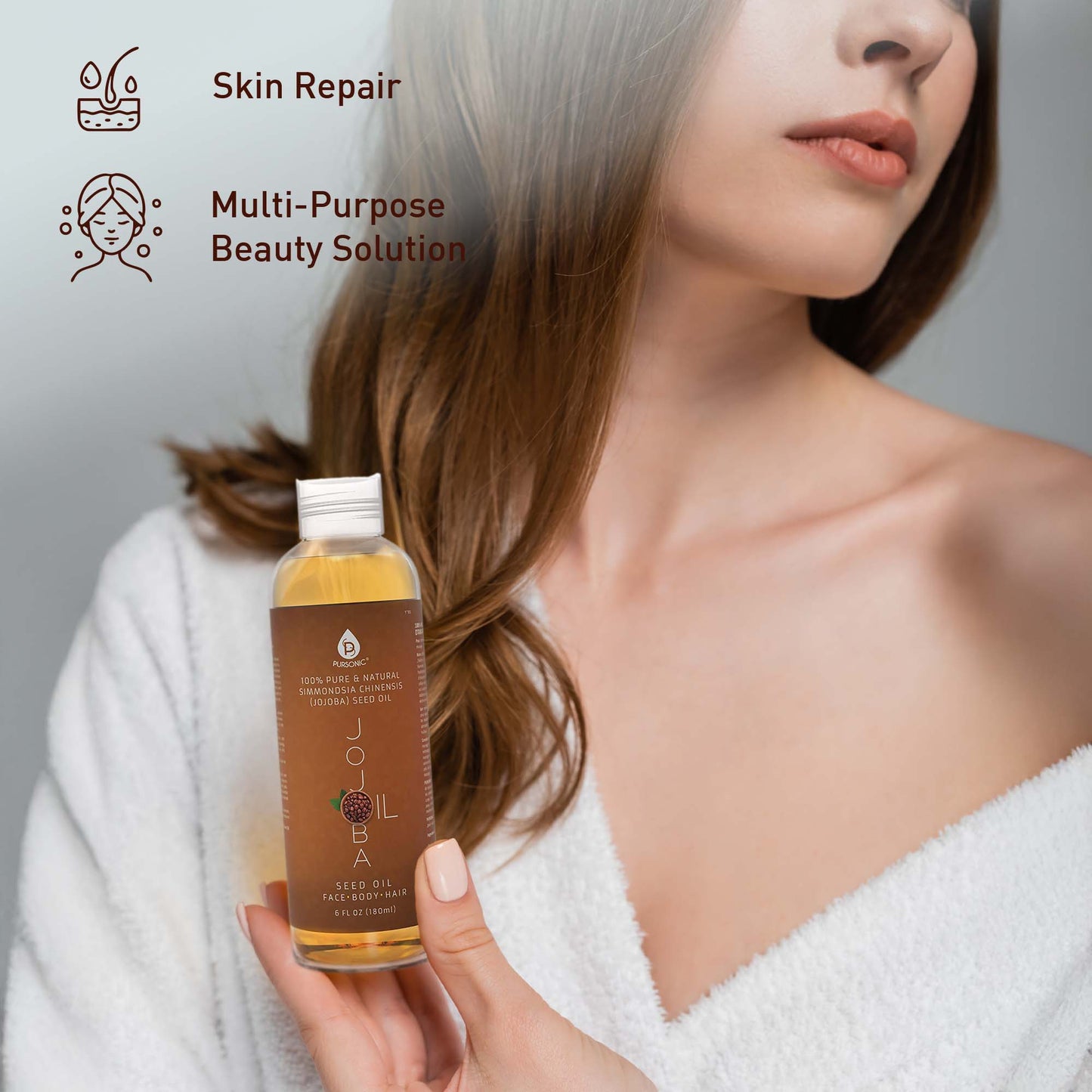 Golden Jojoba Oil and Wooden Bath Brush Beauty Bundle