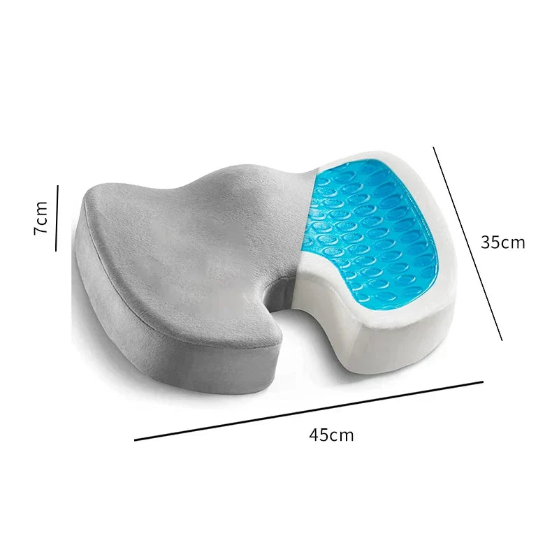 Gel Memory Foam Cushion Non-Slip Coccyx Support Pad Grey-1