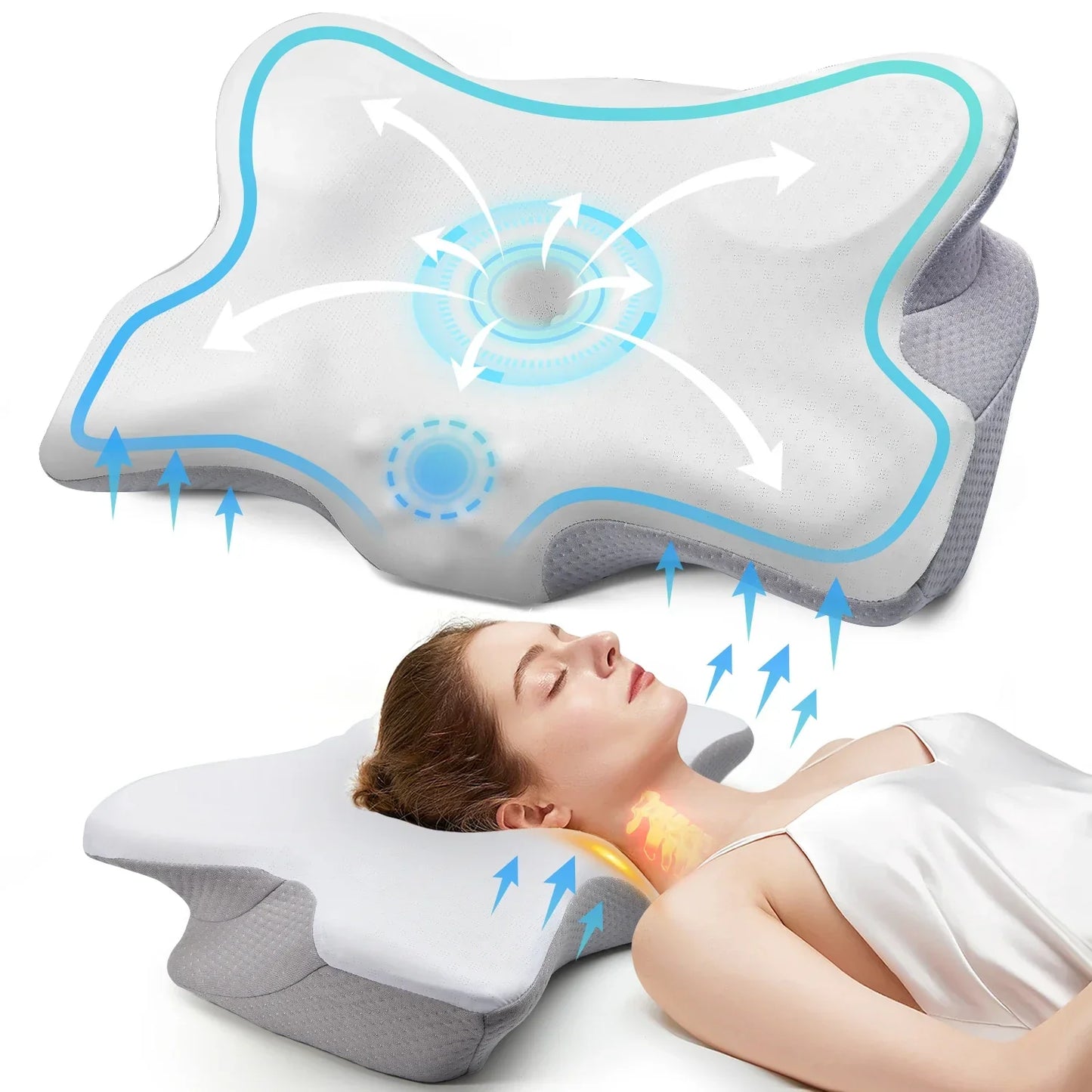 Orthopedic Memory Foam Cervical Pillow Support White-1