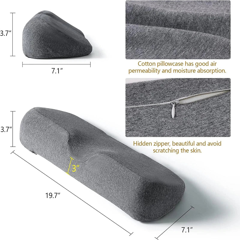 Memory Foam Cervical Pillow Orthopedic Contour Support Grey-4