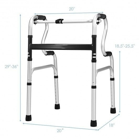 One-Button Folding Aluminum Walking Frame Walker-5