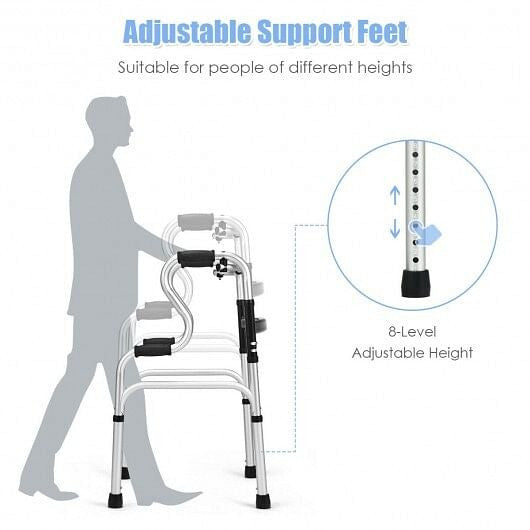 One-Button Folding Aluminum Walking Frame Walker-1
