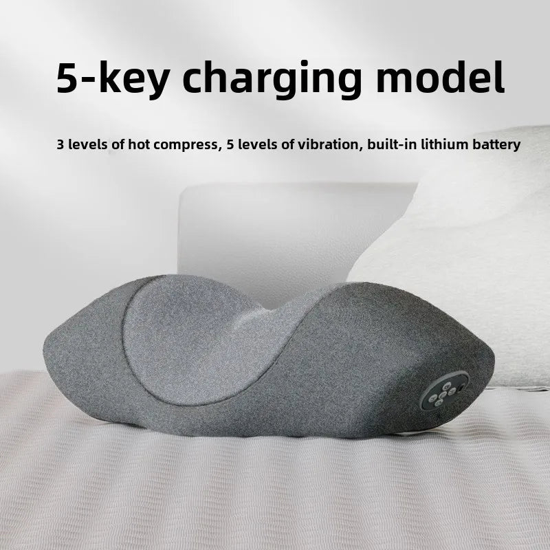 Wireless Cervical Massage Pillow Memory Foam Neck Support Grey-2