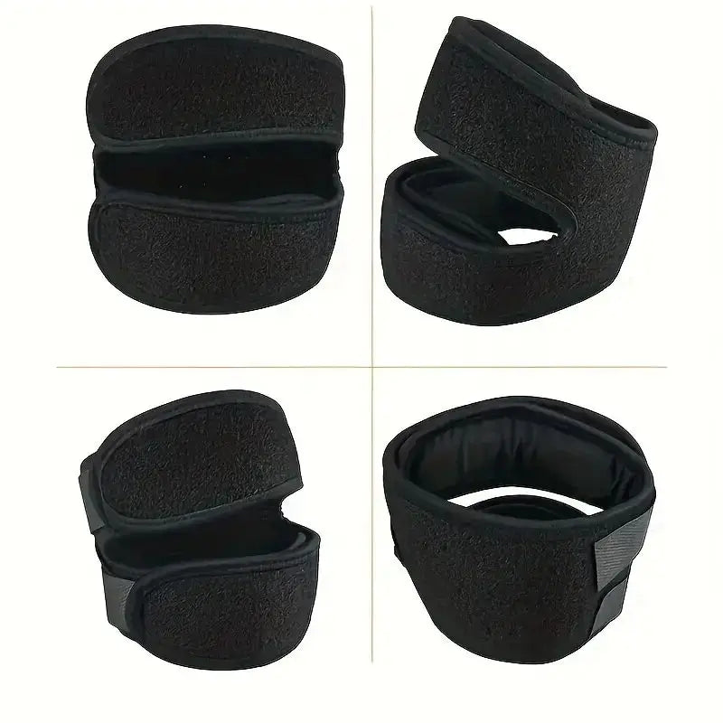 2pcs Adjustable Patella Knee Support Brace Dual Strap Protector Black-3