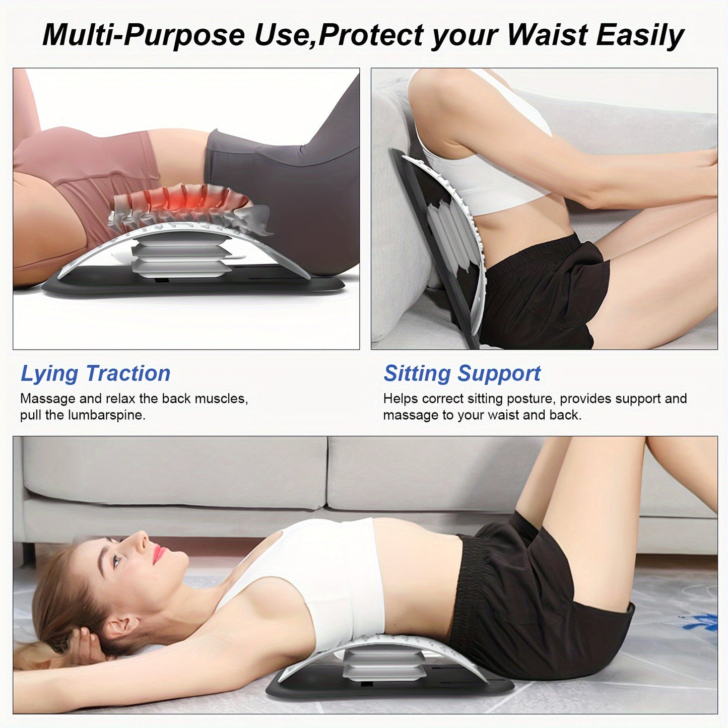 Back Stretcher & Massager - Relieve Sciatica & Fibromyalgia Pain(White)-4