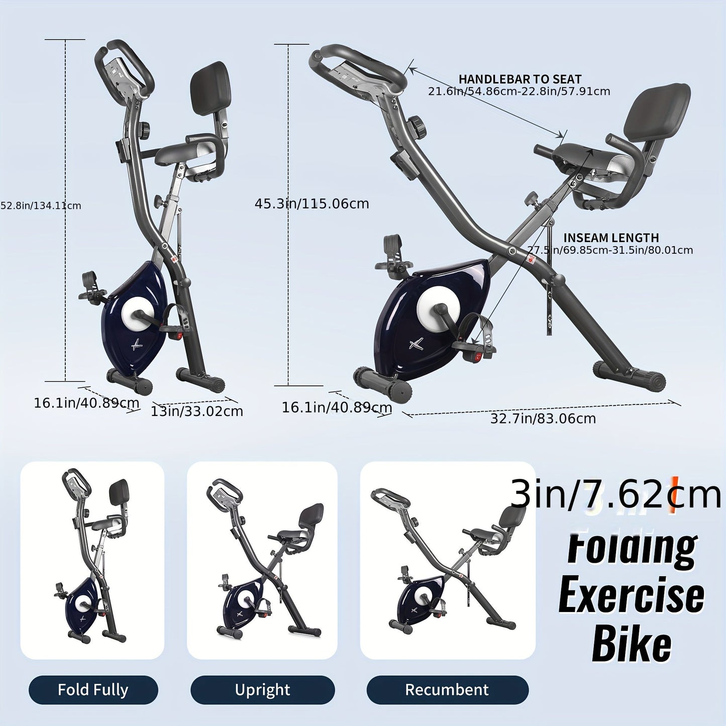 Ultra-Quiet Foldable X-Bike – Magnetic Resistance Exercise Bike