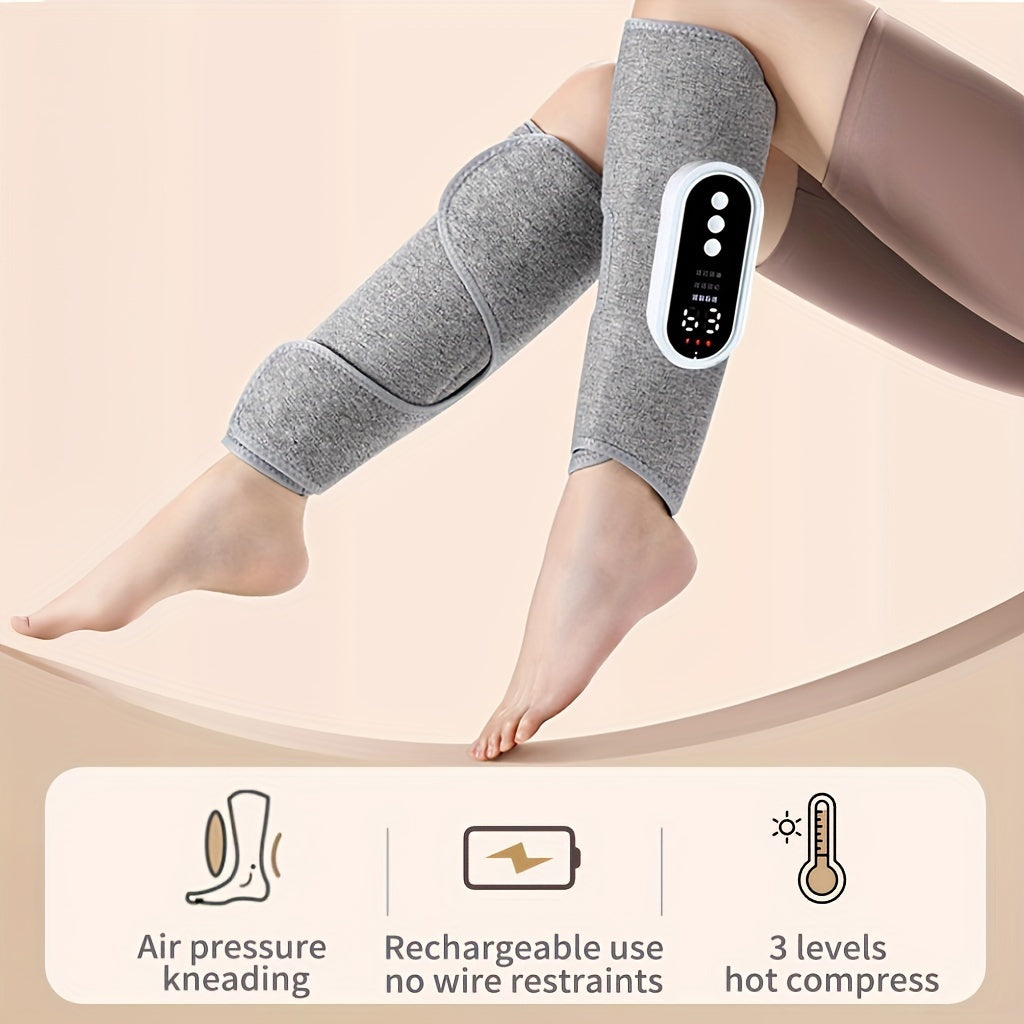 Cordless Air Compression Leg Massager with Heating Function(Grey)-1