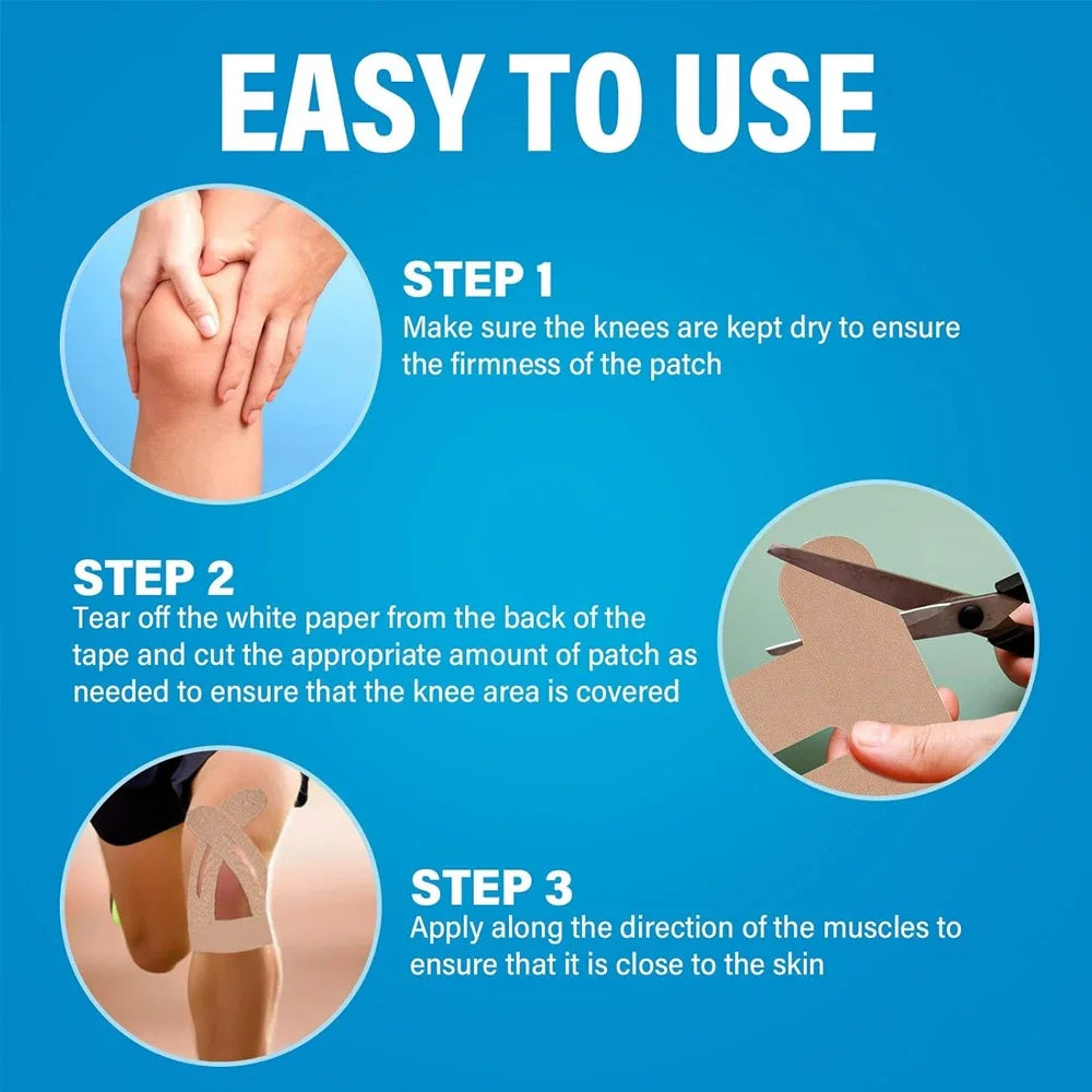 10PCS Waterproof & Elastic Kinesiology Knee Tape Blue-2