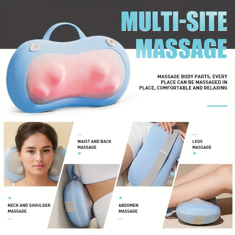 3D Massage Pillow with Heat Function (Blue)-4