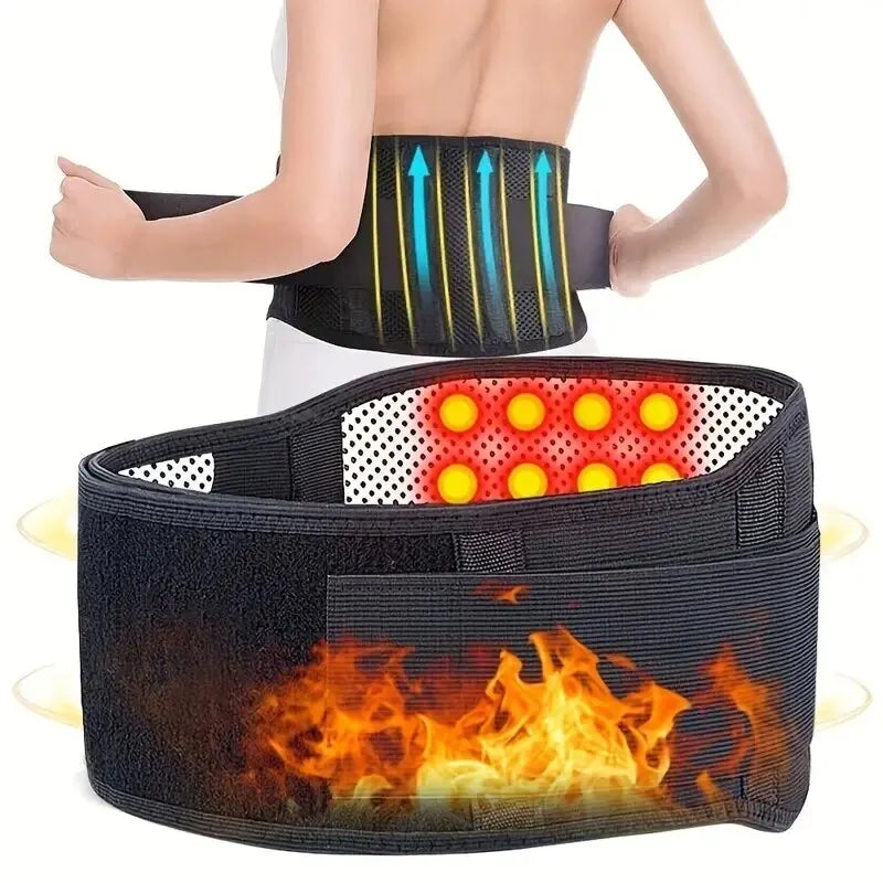 Adjustable Self-Heating Magnetic Therapy Waist & Back Support Belt Black-1