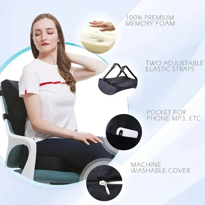 Orthopedic Memory Foam Seat Cushion and Lumbar Support Set