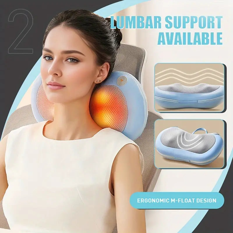 3D Massage Pillow with Heat Function (Blue)-1