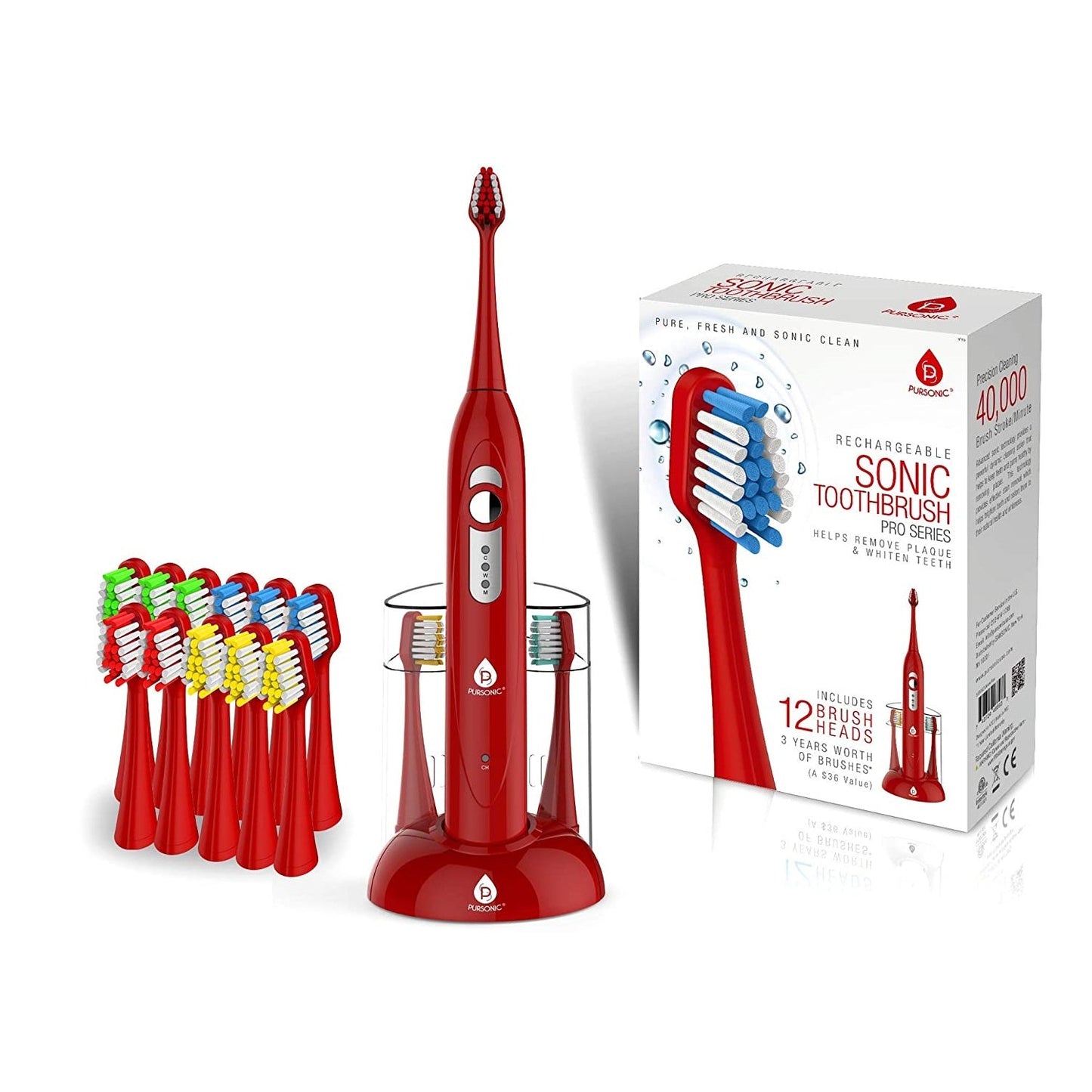 Electric Toothbrush with 12 Brush Heads and Charging Dock