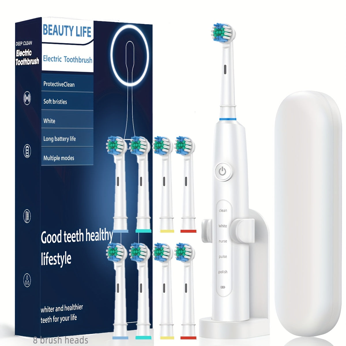 Electric Toothbrush Set with 8 Heads & Travel Case-0