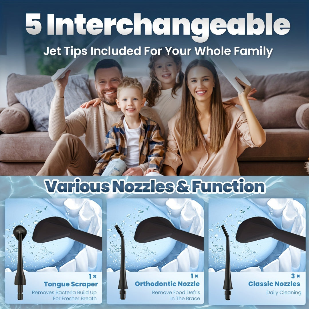 Cordless Water Dental Flosser – 4 Modes with 5 Jet Tips