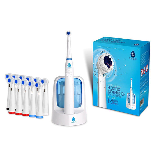 Electric Toothbrush with UV Sanitizer and 12 Brush Heads