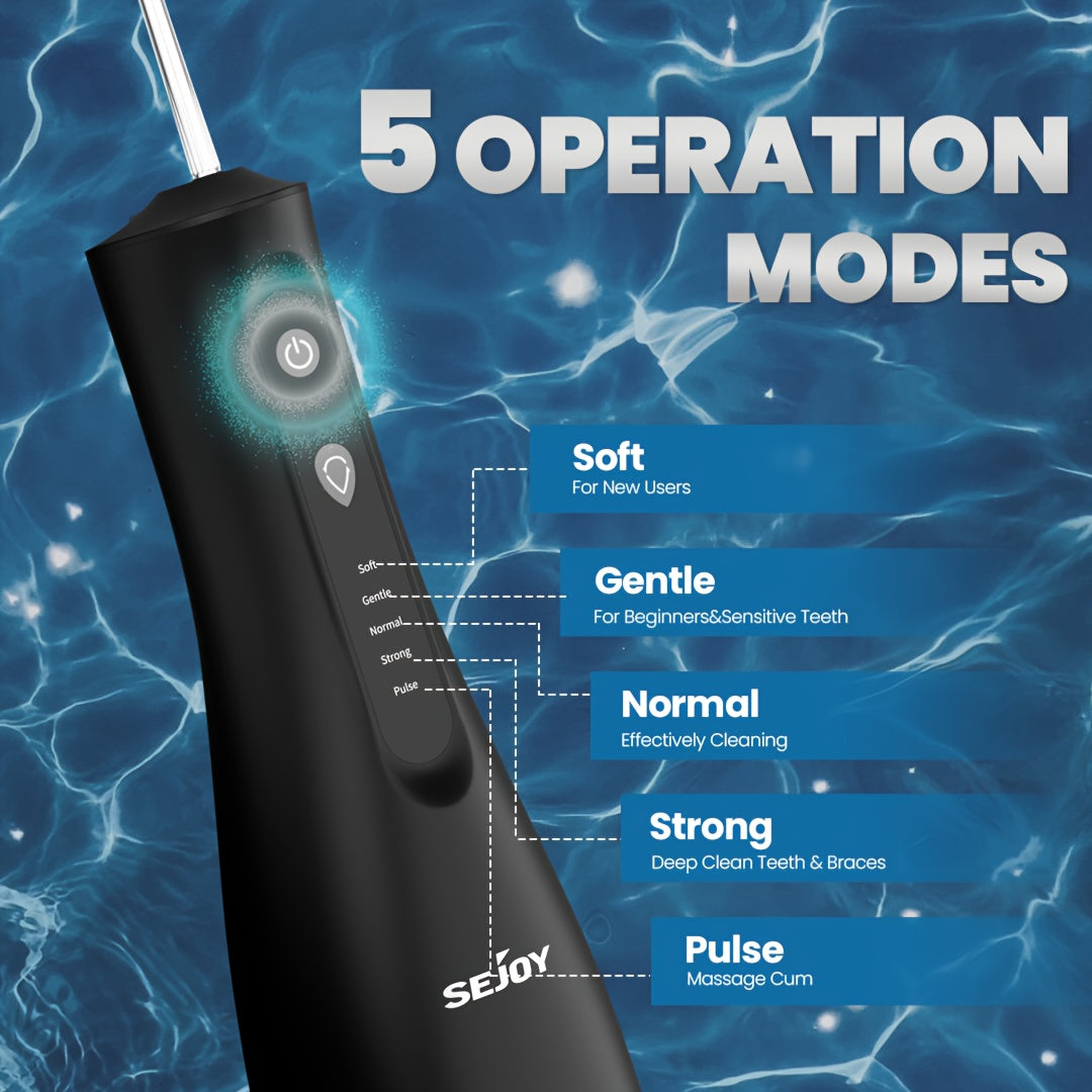 Cordless Water Dental Flosser – 4 Modes with 5 Jet Tips