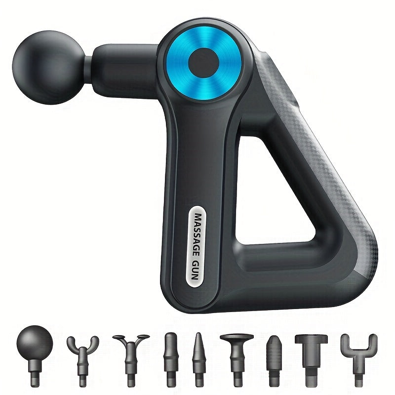 9-speed fascia massage gun with 9 heads. Deep tissue relief for sore muscles, improved circulation, and total body recovery anywhere.