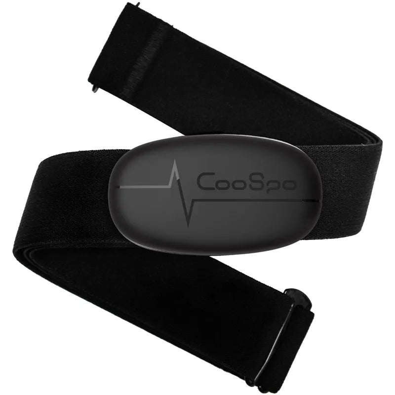 Dual-mode Bluetooth and ANT+ heart rate monitor strap. Tracks real-time data with ±1 BPM precision. Compatible with Zwift, Strava, Garmin, and more.
