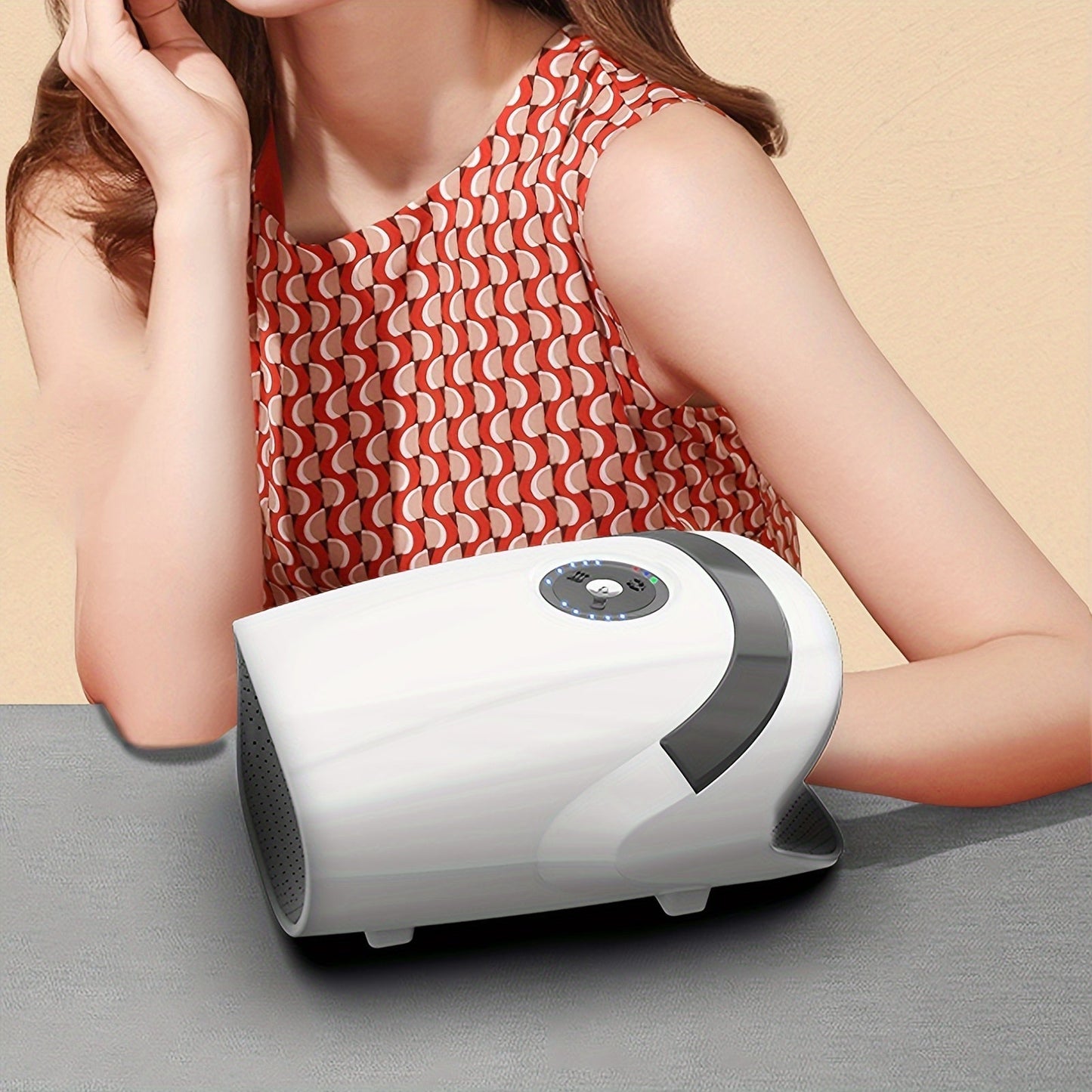 Cordless hand massager with heat and compression. Relieve arthritis, carpal tunnel, and finger numbness with portable, soothing hand therapy anywhere.