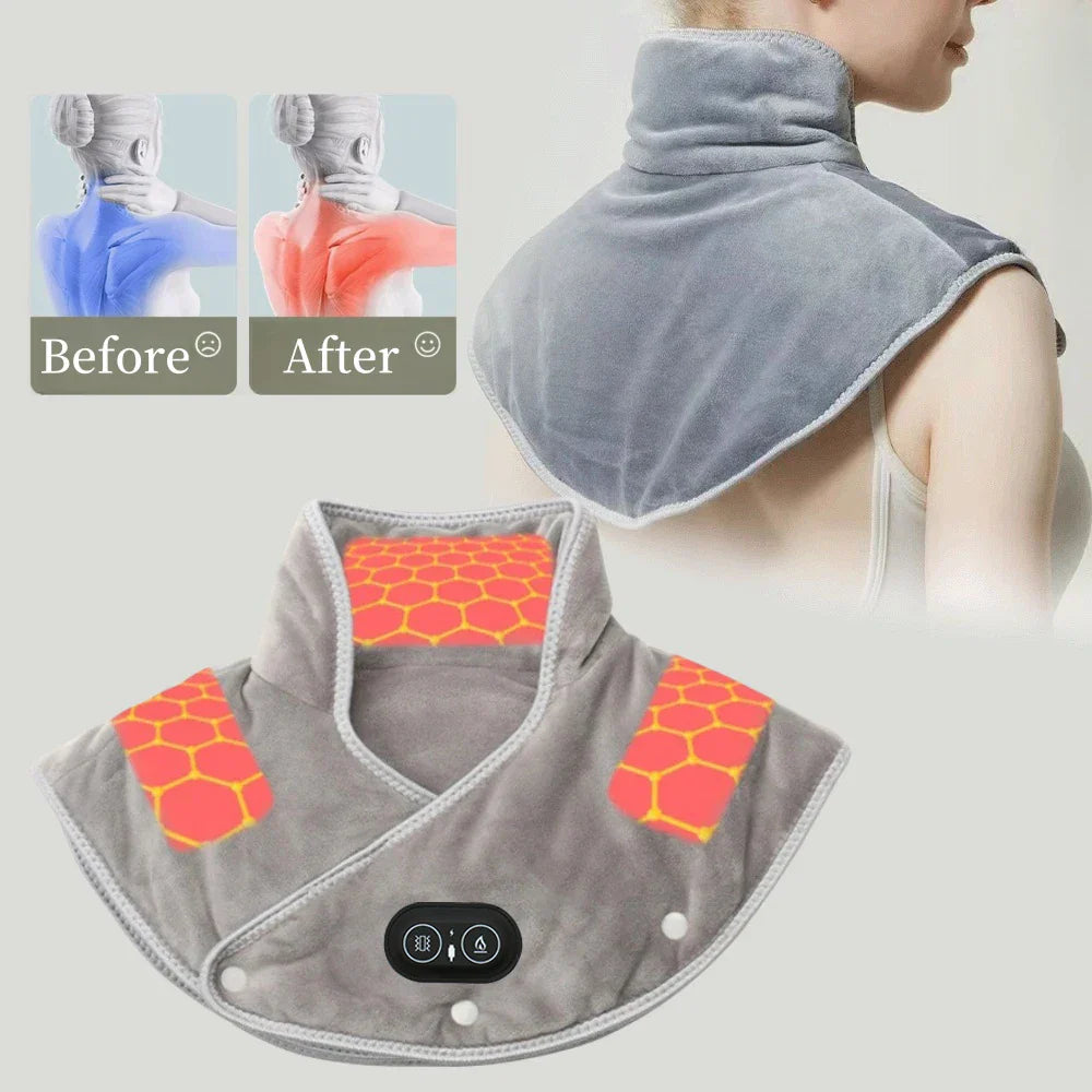 Heated Cervical Neck Pillow with Vibration Massage and Air Cushion Support. 