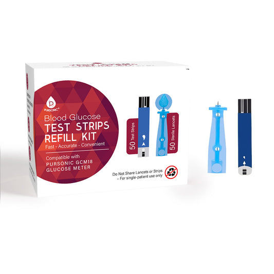 Pursonic Blood Glucose Test Strips Refill Kit – 50 Test Strips + 50 Sterile Lancets-0