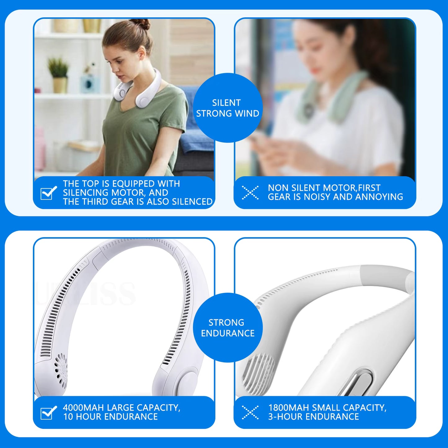 Bladeless Portable Neck Fan – Cooling Comfort