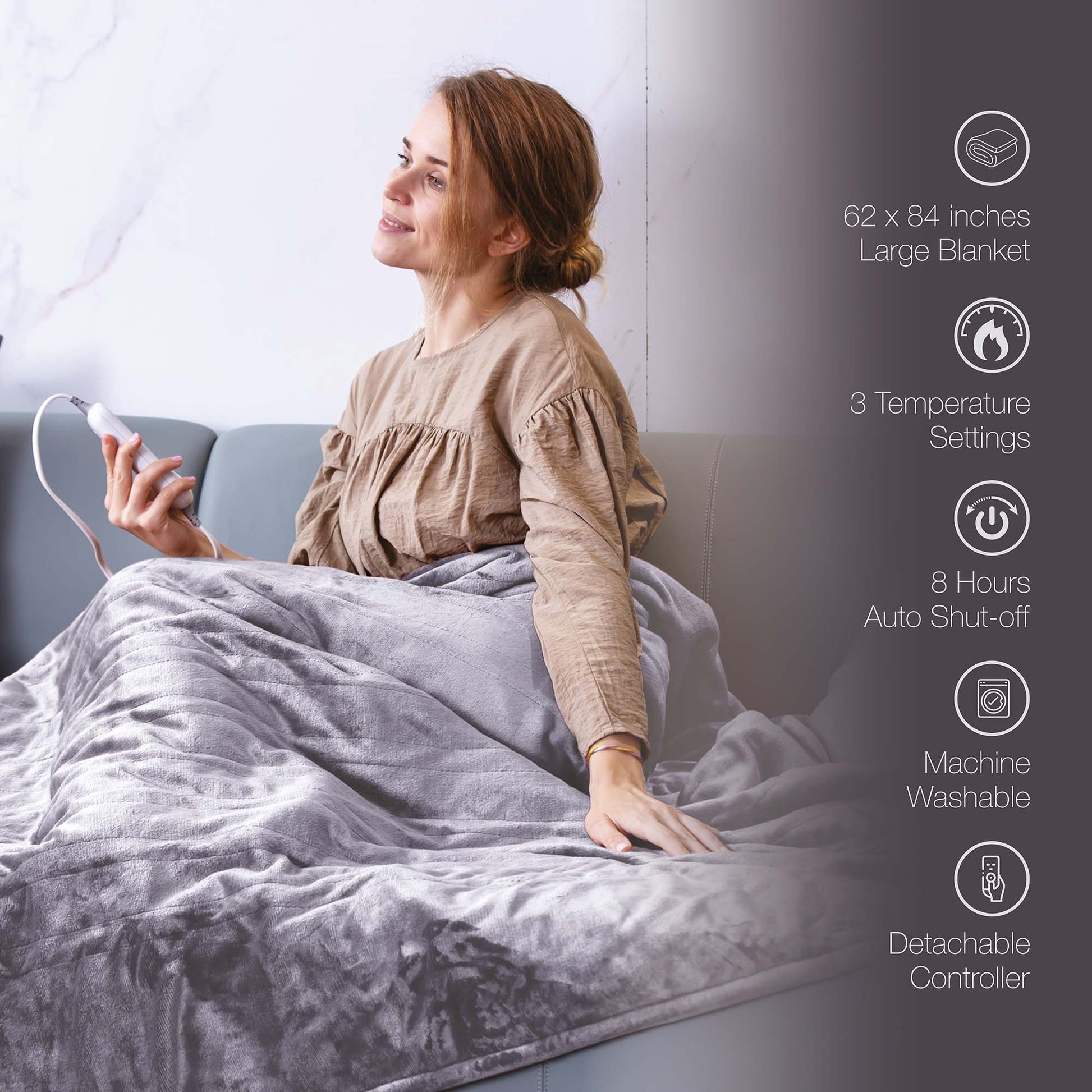 Pursonic Cozy Comfort Bundle – Electric Heated Microplush Blanket and Heating Pad Set-2
