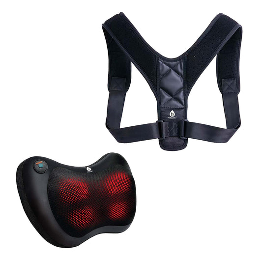 Pursonic Shiatsu Heating Neck & Back Massager + Adjustable Posture Corrector Bundle – Deep Tissue Massage & Spine Alignment Support-0