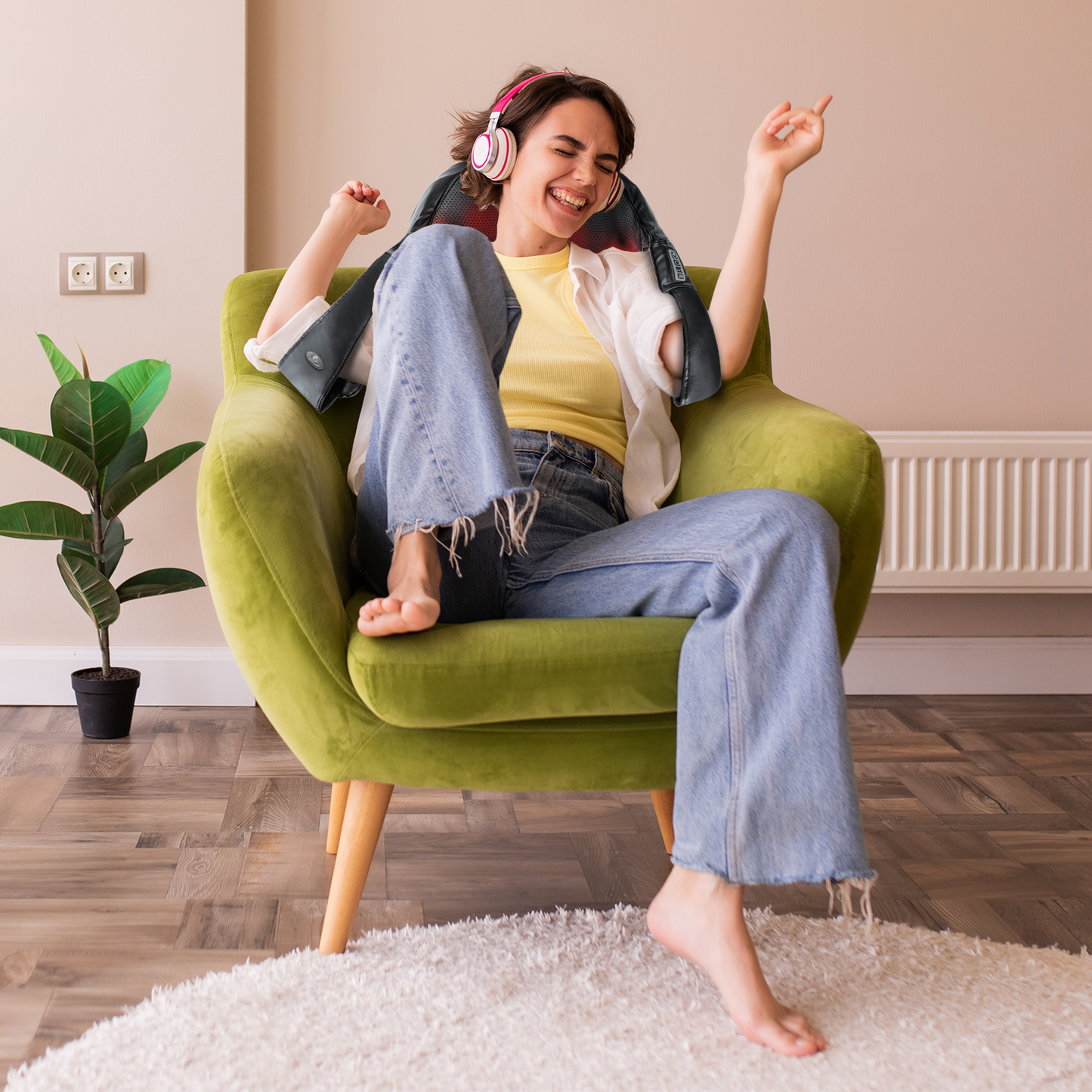 3D Shiatsu Electric Back Massager with Heat and Pain Relief