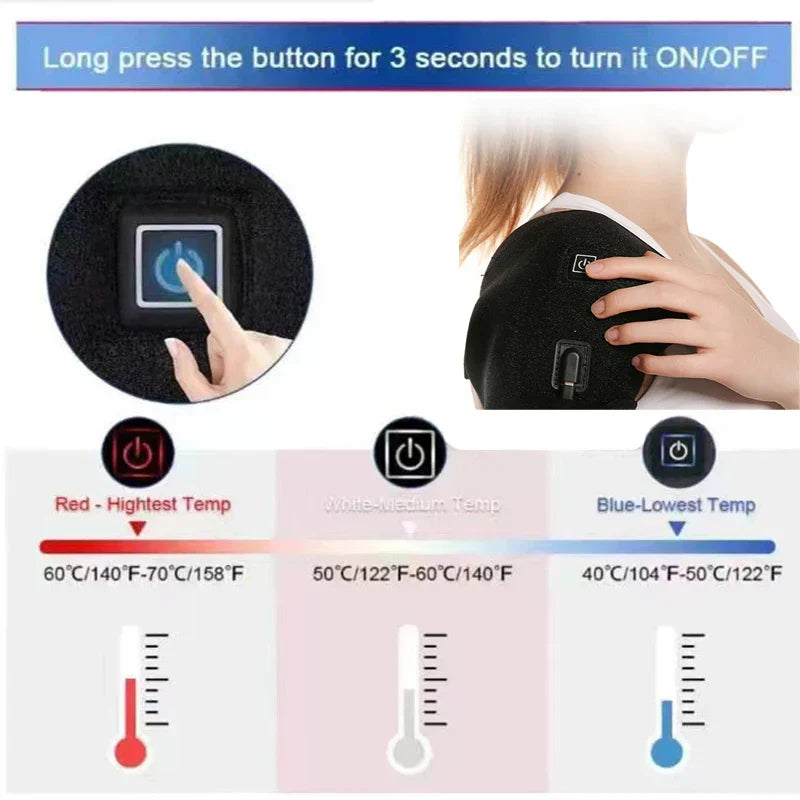 USB Heating Shoulder Support Belt Black-3