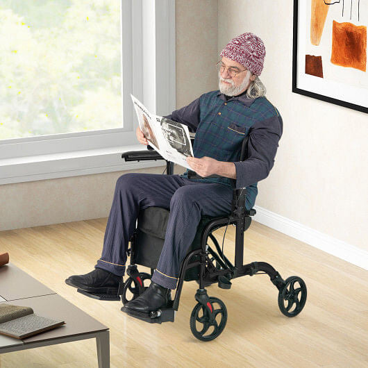 Rollator Walker and Transport Chair - Supports 300 lb.