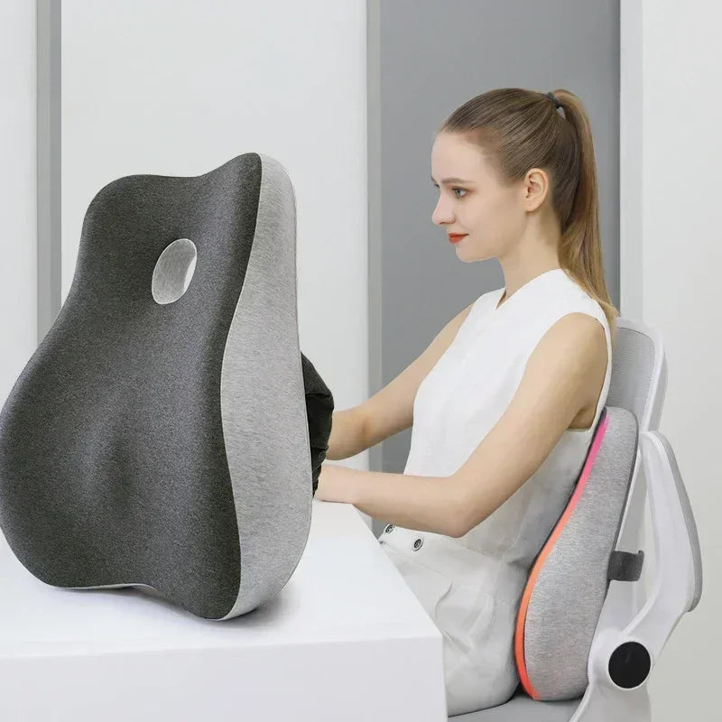 Memory Foam Office Chair Cushion & Lumbar Support Pillow-1