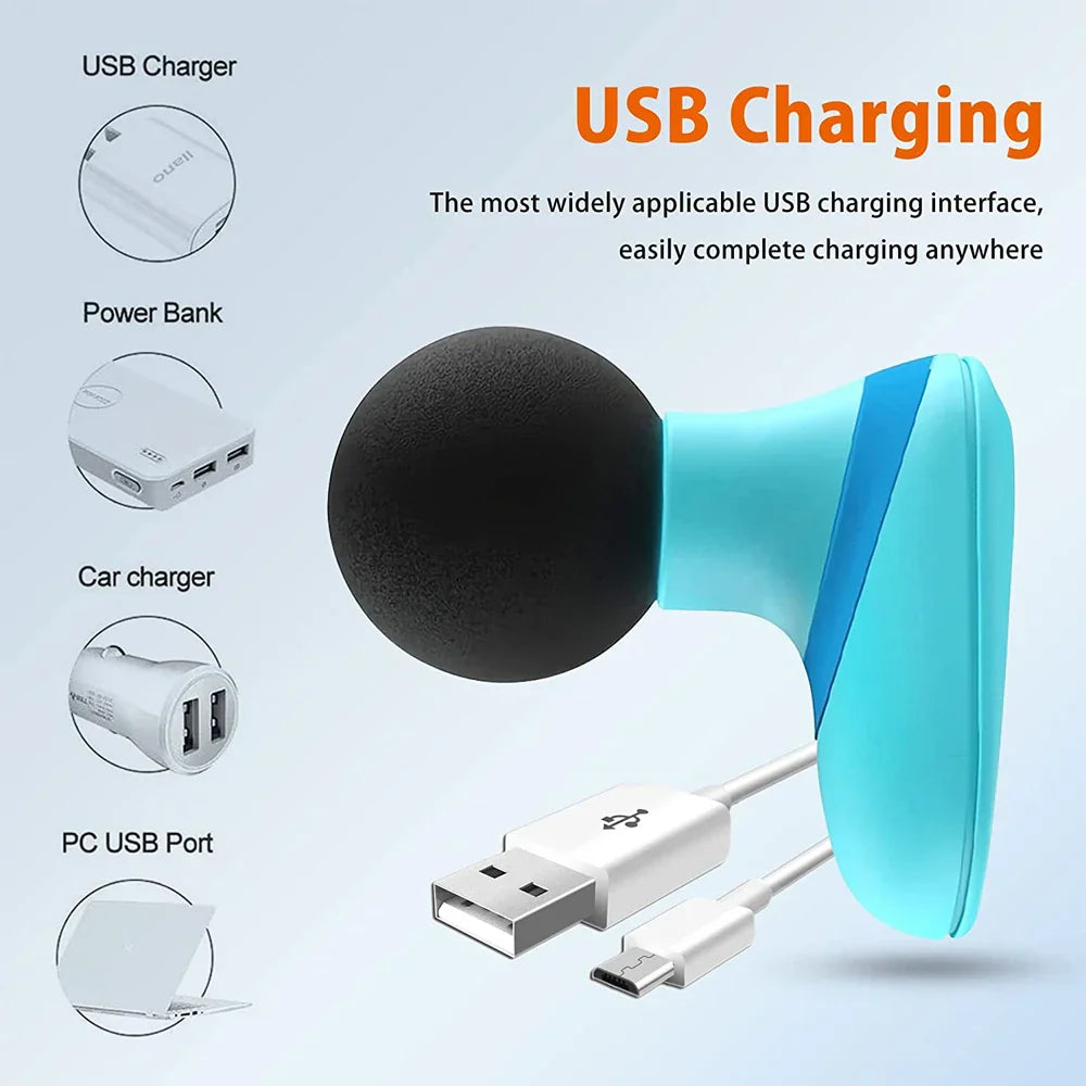 Mini Electric Handheld Massager 6-Speed Deep Tissue Therapy Blue-3