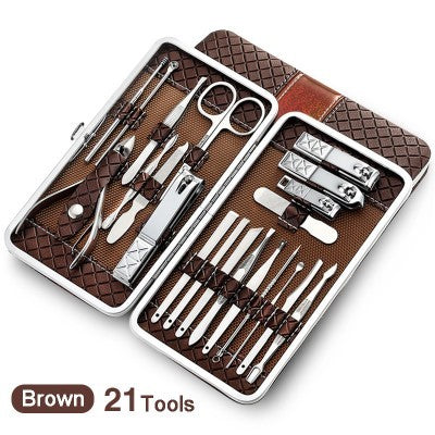 Nail Manicure Tool Kit Combo – 18pc or 21pc Stainless Steel Set