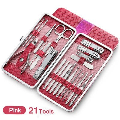 Nail Manicure Tool Kit Combo – 18pc or 21pc Stainless Steel Set