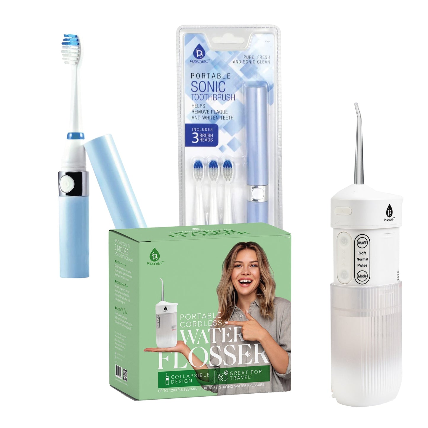 Travel Oral Care Bundle – Portable Water Flosser and Sonic Toothbrush