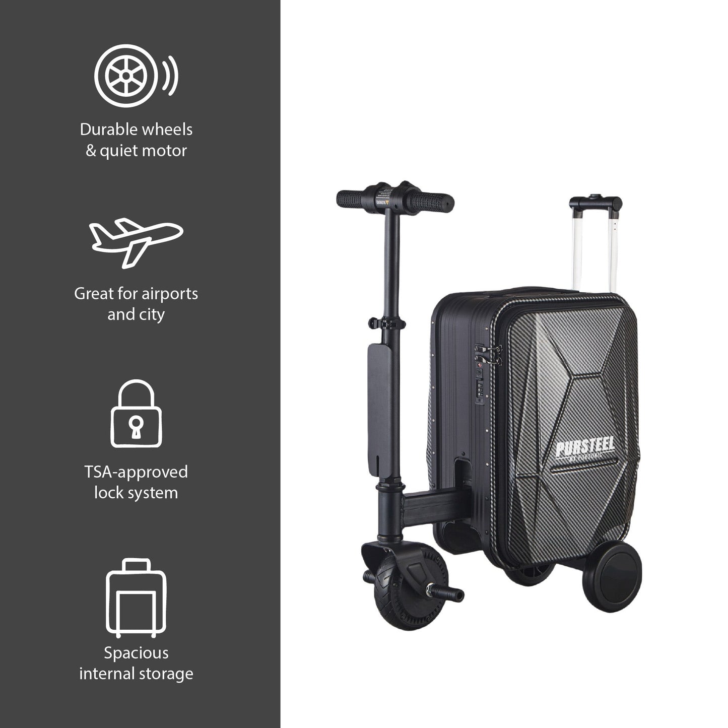Pursteel Electric Ride-On Luggage – Smart Travel with Speed, Storage & Style-1