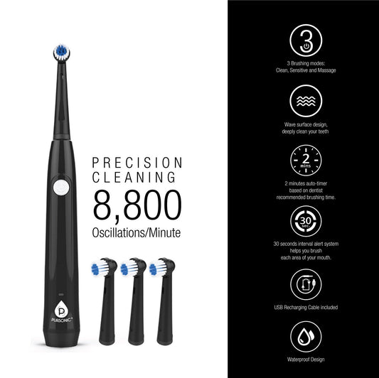 Oscillating Toothbrush – 8,800 Oscillations, 3 Modes, 3 Brush Heads