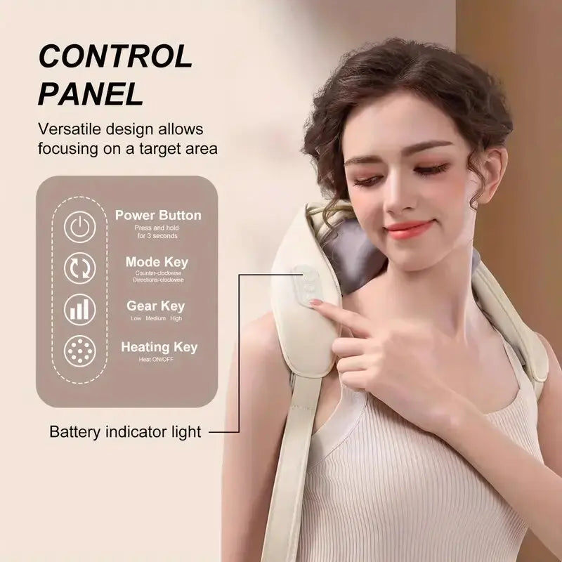 Neck and Shoulder Heating Massage Shawl with 6D Kneading-2