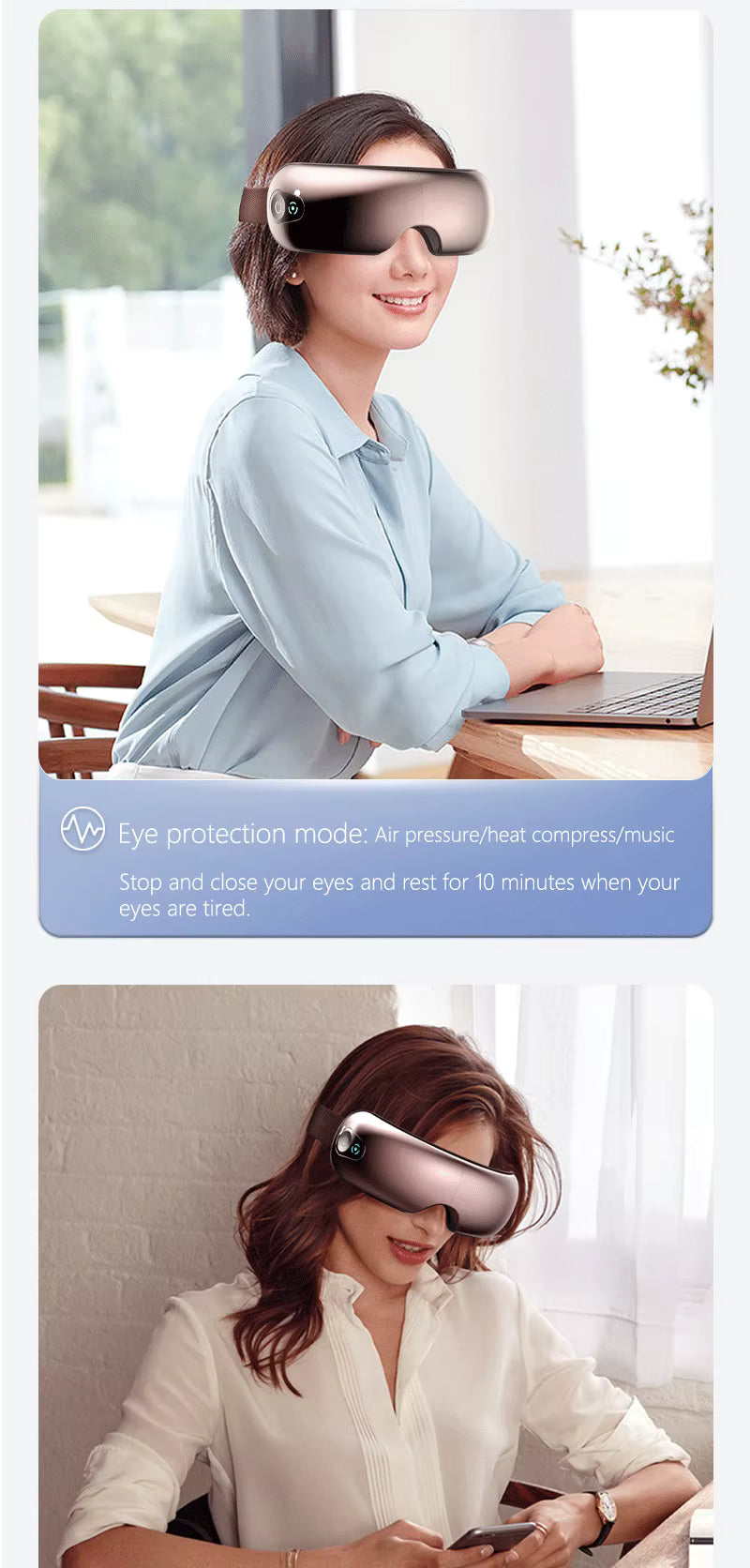 Smart Eye Massager with Heat Compress, Air Pressure and Music