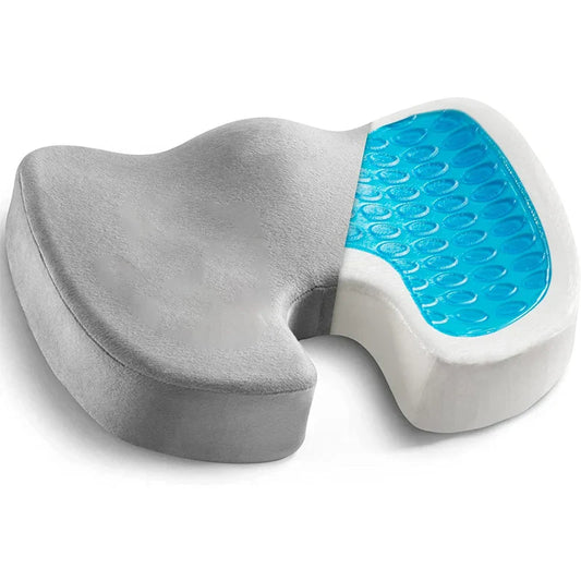 Gel Memory Foam Cushion Non-Slip Coccyx Support Pad Grey-0