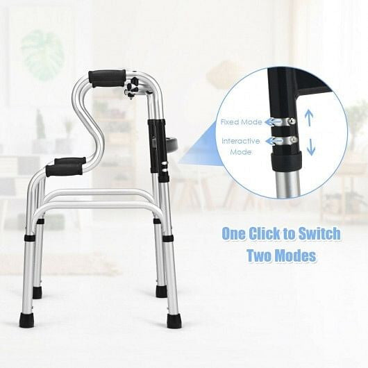 One-Button Folding Aluminum Walking Frame Walker-3