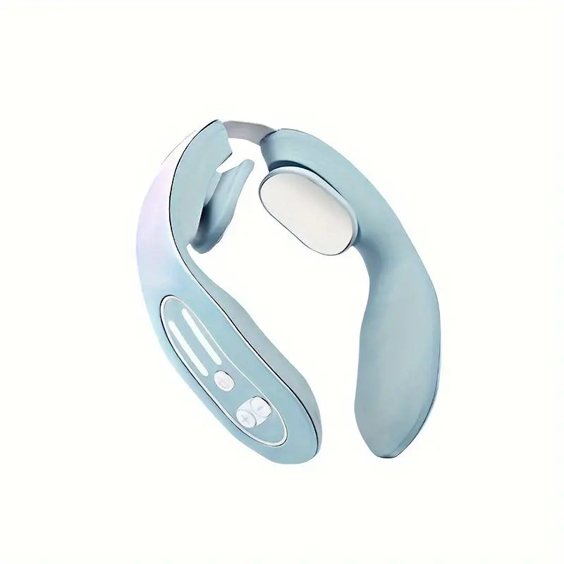 Smart Heated Cervical Neck Massager with 12 massage stages. Promotes circulation, reduces wrinkles, and relieves neck tension with USB rechargeable design.