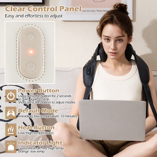 Smart Neck Shoulder Massager with 2 Heat Levels for Pain Relief